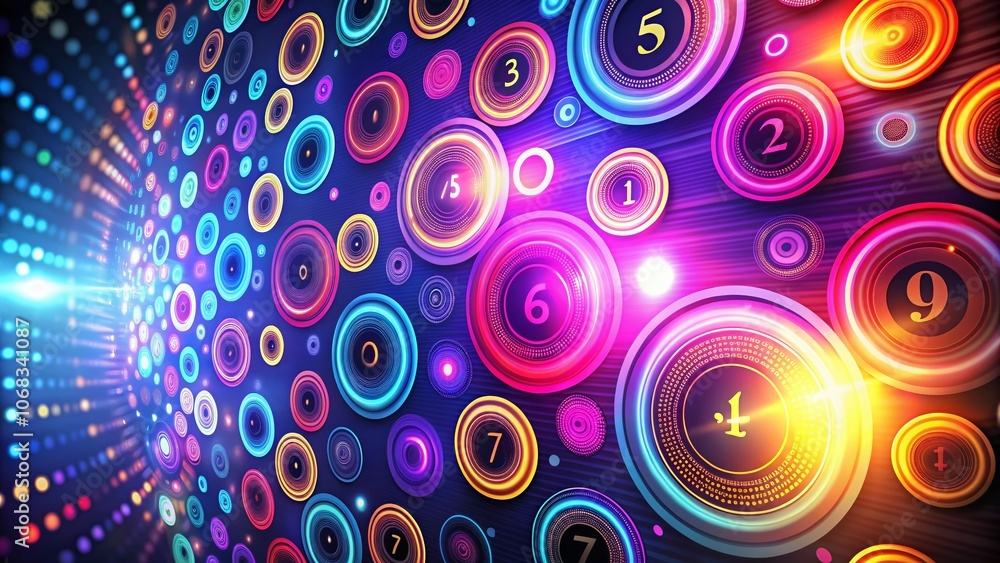 Poster dynamic number circle animation background with copy space for business presentations, creative proj