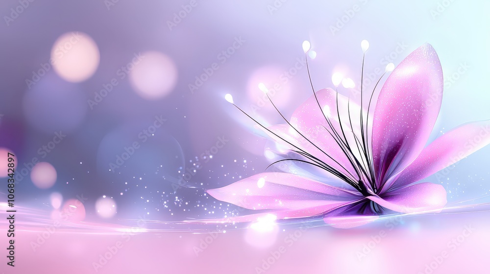Poster a dreamy purple abstract background with soft textures and whimsical designs, perfect for romantic a