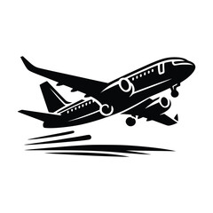 Airplane Black Vector,SVG,Airplane Svg, Airplane SCG, Travel Svg, Airplane Silhouette, Airplane Png, Aeroplane Svg, Airplane Heart Svg