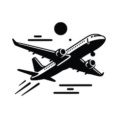 Airplane Black Vector,SVG,Airplane Svg, Airplane SCG, Travel Svg, Airplane Silhouette, Airplane Png, Aeroplane Svg, Airplane Heart Svg
