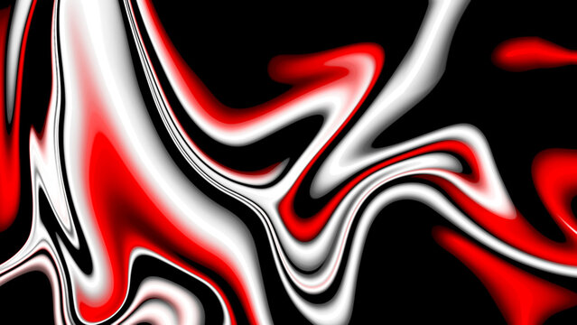 Wavy, abstract design red, white, black colors.