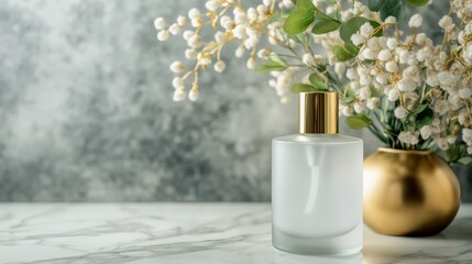 Elegant Perfume Bottle with Floral Arrangement