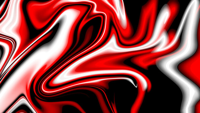 Abstract red, white, and black swirled liquid.