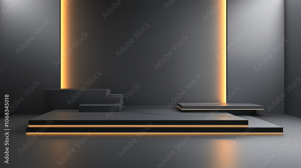 Poster a minimalist black marble background featuring clean lines and subtle patterns, perfect for enhancin