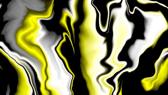 Yellow, white, and black flowing abstract pattern.