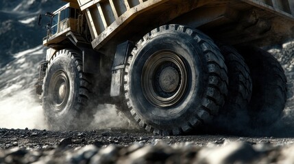 Heavy dump truck on a construction site.