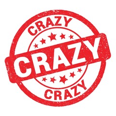 CRAZY text written on red stamp sign.