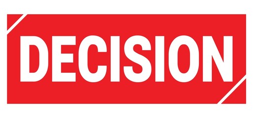 DECISION text written on red stamp sign.