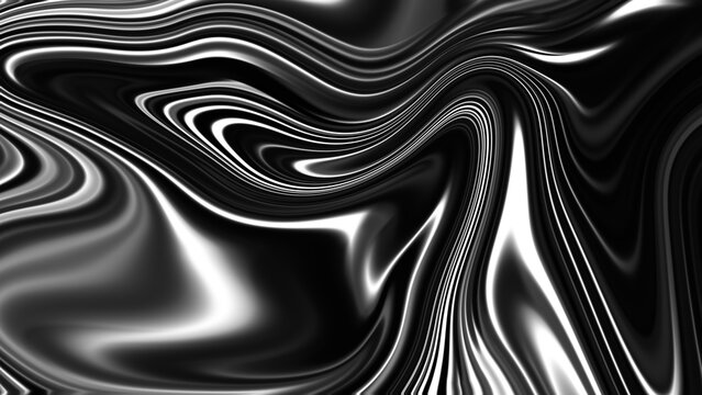 Black and white liquid pattern, swirling and flowing.