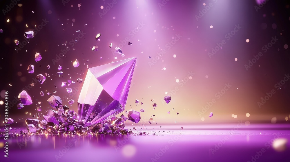 Poster a playful purple polygonal background filled with varying shades and shapes, ideal for creating fun 
