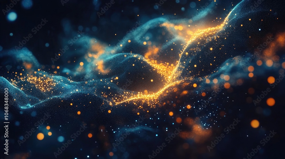 Poster abstract waves of light in dark background