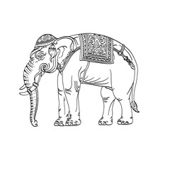 Thai style line drawing elephant

