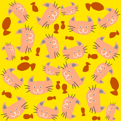 seamless pattern with cats wallpaper vector illustration