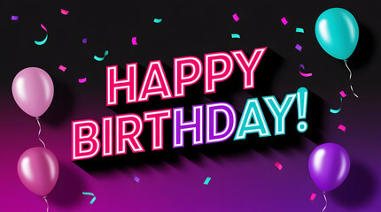 Happy Birthday greeting card template. Birthday greeting text