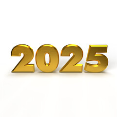 3d golden 2025 text happy new year 3d transparent metallic typography