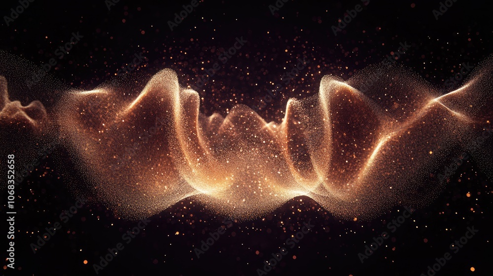 Poster abstract wave with sparkles in dark background