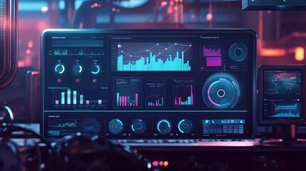 Fototapeta premium Futuristic Dashboard with Data Visualization and Graphics