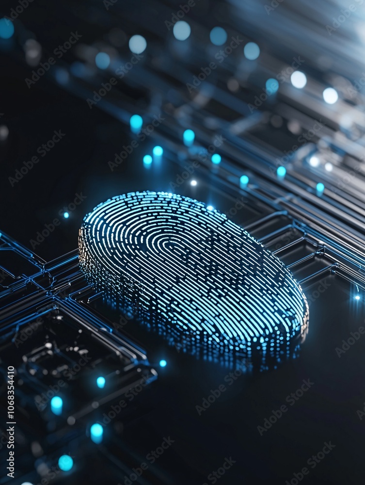 Aufkleber a stylized fingerprint scanner glowing on a high-tech surface, symbolizing biometric security in mod