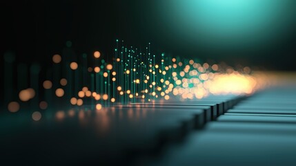 Obraz premium Illuminated Network Server Array in Tech Space Symbolizing Data Security and Connectivity