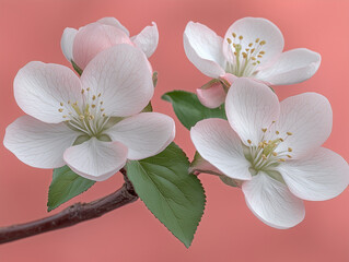 Spring natural background. Blooming apple tree branch close up and copy space