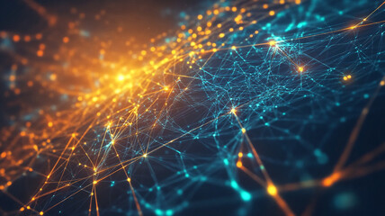 Fototapeta premium Abstract Network: A captivating abstract image of a network of glowing lines and points, creating a mesmerizing digital landscape.