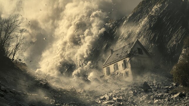 A powerful avalanche smashes the house leaving behind a scene of destruction and ruin