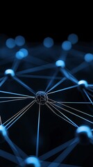 An abstract depiction of a network of connected nodes against a dark background, symbolizing the hidden and interconnected nature of the dark web. The image is designed with significant copy space