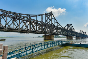 The steel bridge connecting the Yalu River in China to North Korea