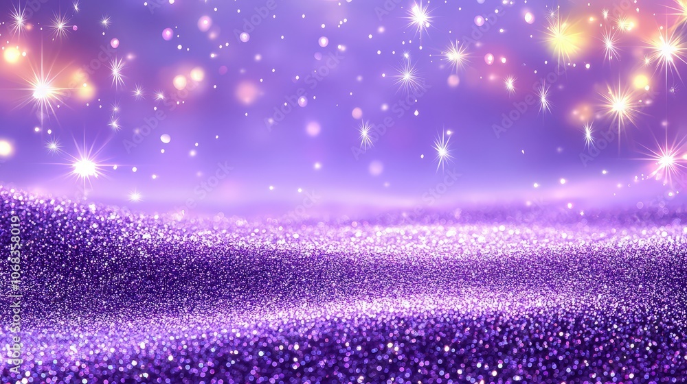 Aufkleber a vibrant purple glitter background showcasing a dazzling array of sparkles, perfect for creating fe