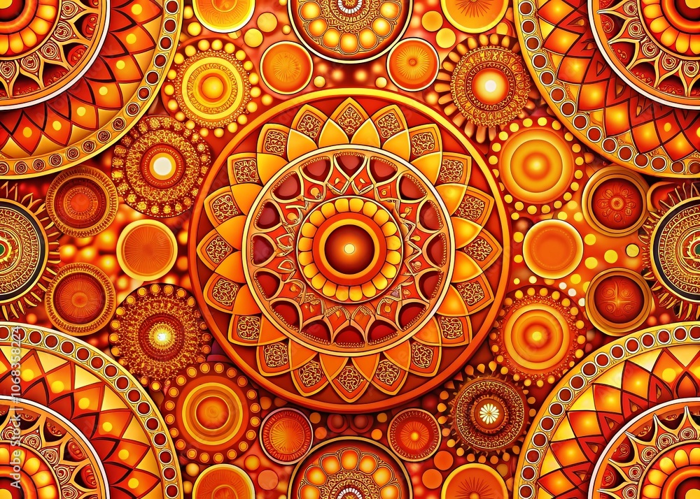Poster elegant orange geometric background with intersecting circles, perfect for portrait photography and 