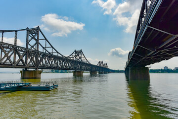 The steel bridge connecting the Yalu River in China to North Korea