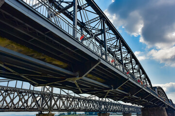 The steel bridge connecting the Yalu River in China to North Korea
