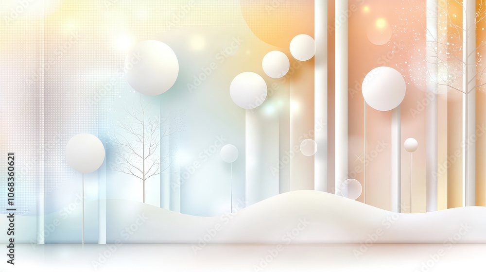 Poster a whimsical pastel background with abstract shapes and soft patterns, perfect for adding a playful t