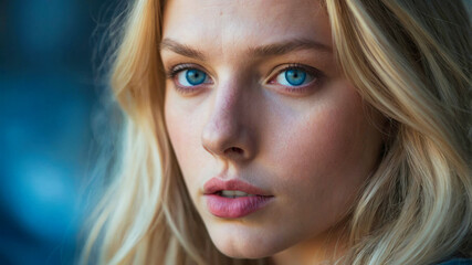 Fototapeta premium Closeup of a beautiful blue eyed girl