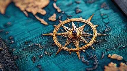 Vintage Compass on Artistic World Map Background