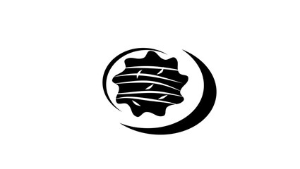 Okonomiyaki emblem, black isolated silhouette