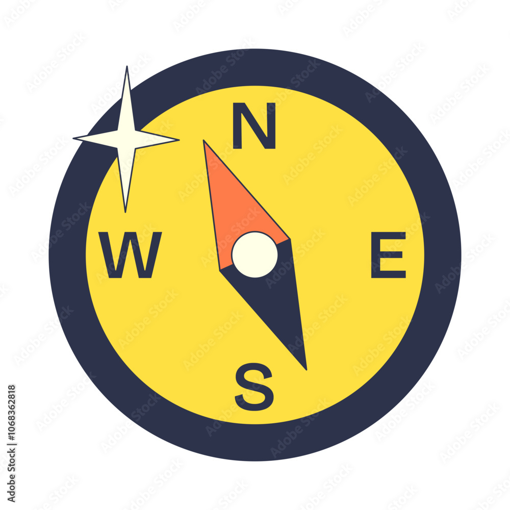 Poster simple compass illustration with a directional arrow, symbolizing navigation and guidance.