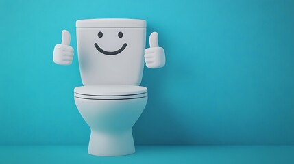 Cheerful Toilet with Happy Smile and Thumbs Up