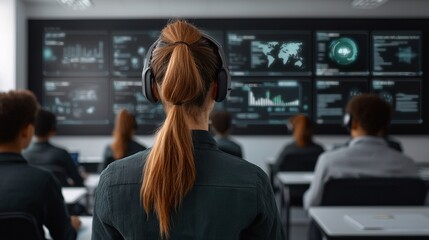 Fototapeta premium Futuristic Classroom with AI Learning Tools
