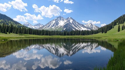 Scenic Panoramic View of Mount Antelao Reflection