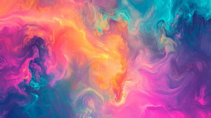 Fototapeta premium Chaotic Mix of Neon and Pastel Colors in Abstract Art