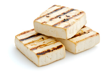Grilled tofu , isolated on white background