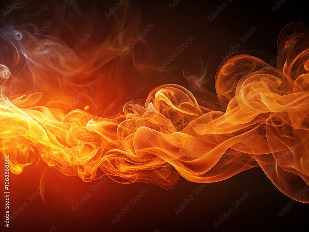 Poster energetic tangerine smoke waves shimmering in warm vibrant colors with copy space for abstract backg