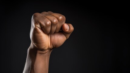 A powerful close-up of a clenched fist against a dark background, conveying strength and resilience.