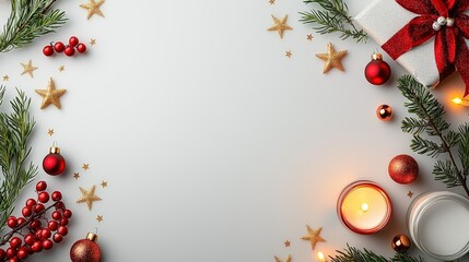 Shimmering Christmas border with golden glitter and stars around soft snowflakes, creating an enchanting winter holiday frame