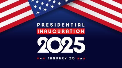 2025 US Presidential Inauguration banner with USA flags. Editable web slide for Presidential Inauguration Day January 20, 2025. Vector illustration