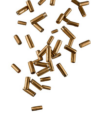 Falling Bullet Casings on Transparent Background, png, Ai generated Images