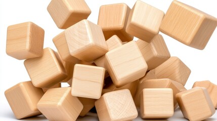 Wooden Cubes Natural Texture Building Blocks Craft Material Unfinished Wood
