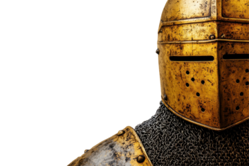 Golden medieval helmet  highlighting historical craftsmanship