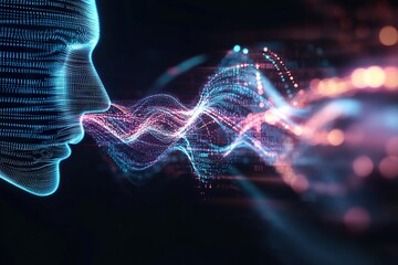 face generated by the ia from which voice waves emerge.